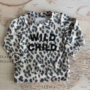 Sol Angeles Wild Child Leopard Print Kids Sweatshirt Size 3-6Mo